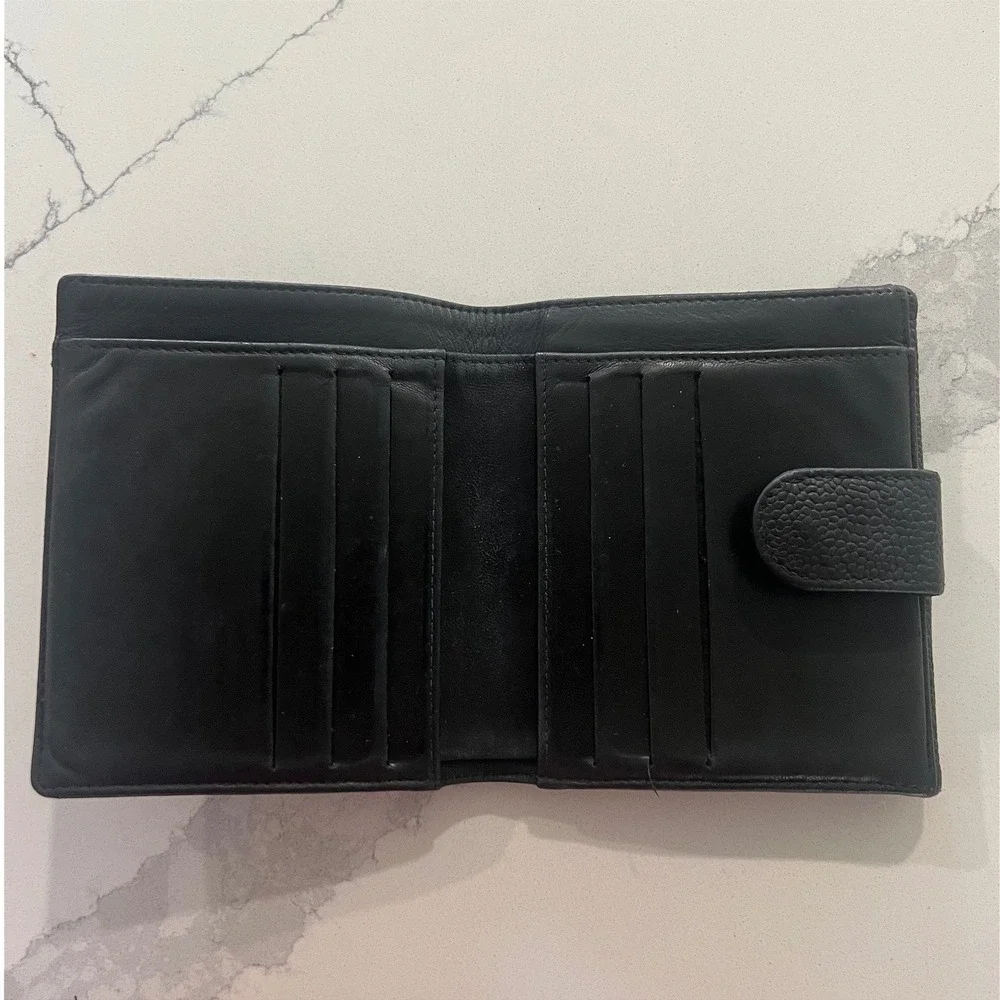 Chanel Black Caviar Leather Timeless CC Logo Bifold Wallet Made in France